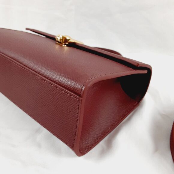 HCC X Melodie Cecile Deep Maroon Red Top Handle Shoulder Bag  Leather w/Dust Bag - Picture 14 of 16